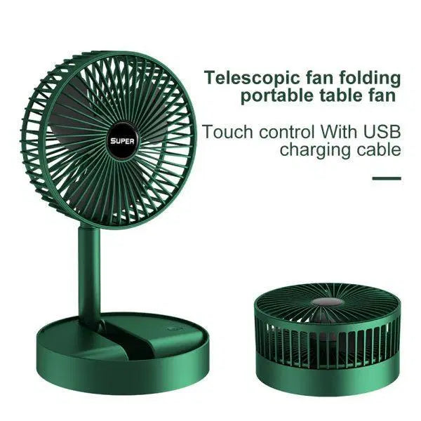 Foldable Green Desk Fan - 1 Pc with 180° Rotation and 3 Gear Adjustment